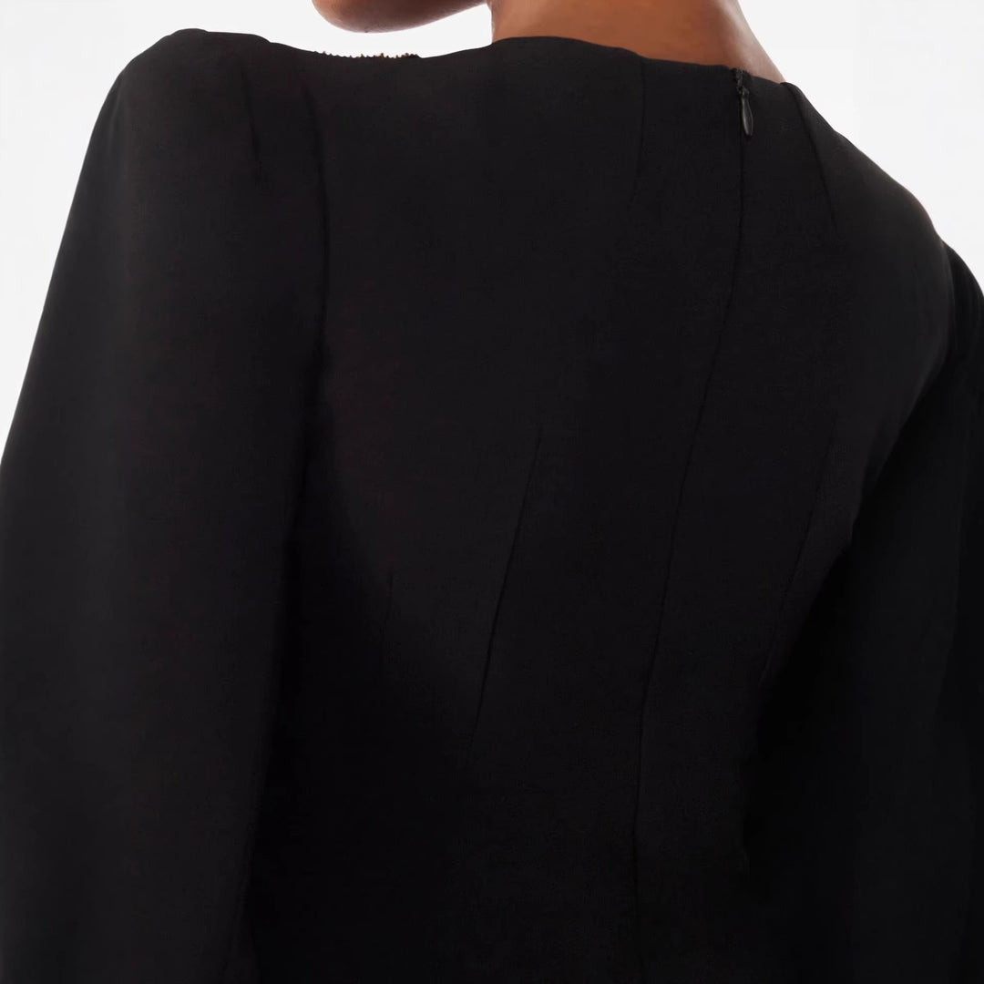 Damen Schlankes Abendkleid mit Cape-Ärmeln und tailliertem Schnitt Drune