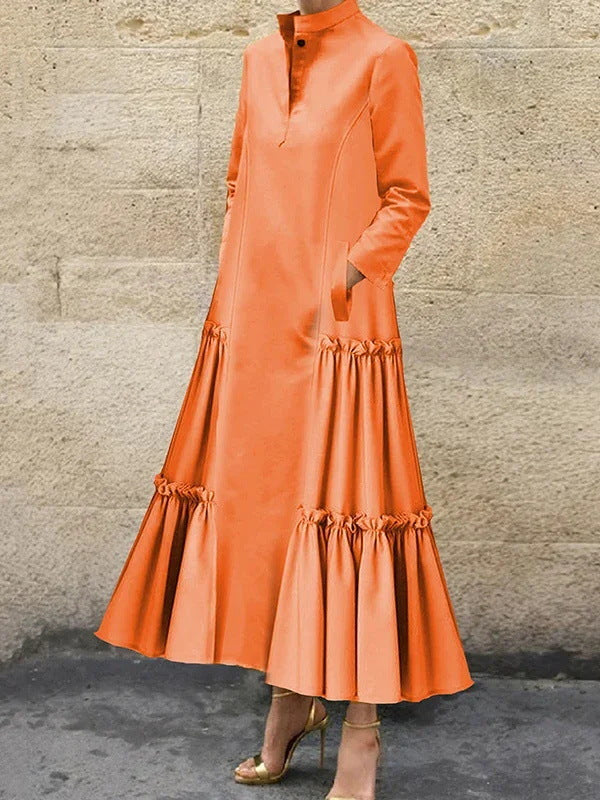 Damen Elegantes Maxikleid mit Rüschensaum Drune