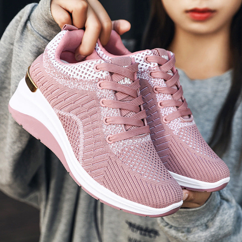 Damen nan gestrickter Keil-Sneaker mit atmungsaktivem Strick-Obermaterial, gepolstertem Komfortfußbett und rutschfester Profilsohle Drune