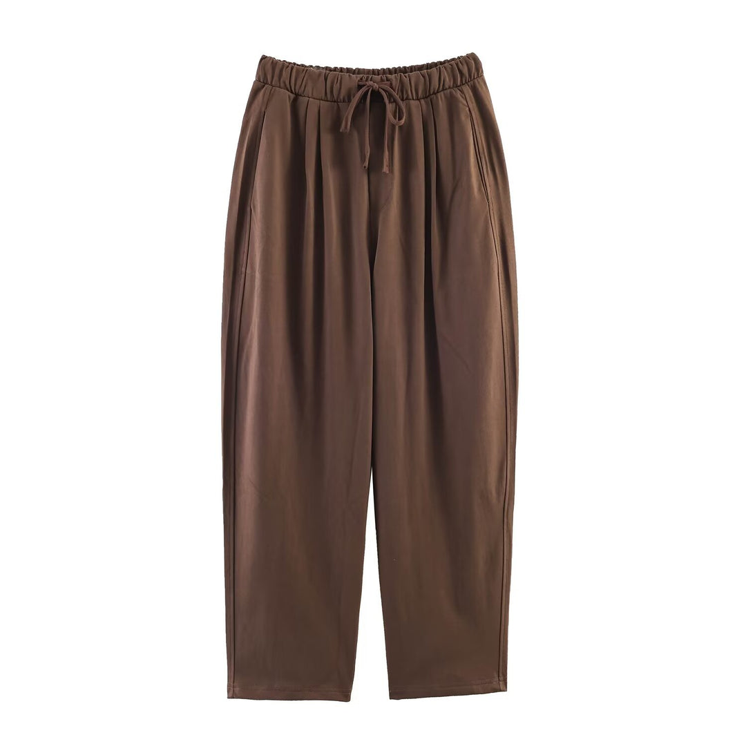 Damen Loungewear-Set aus weichem Jersey mit überlappendem Layer-Top und elastischer Highwaist-Hose Drune