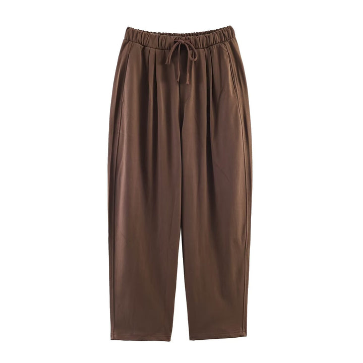 Damen Loungewear-Set aus weichem Jersey mit überlappendem Layer-Top und elastischer Highwaist-Hose Drune