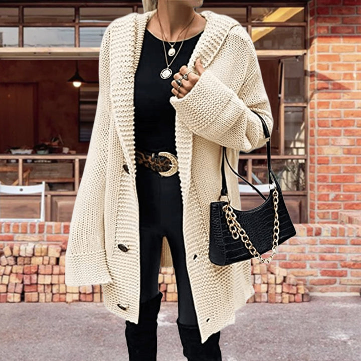 Damen Grobstrick Cardigan mit lässigem Schnitt und modernen Knopfdetails Drune