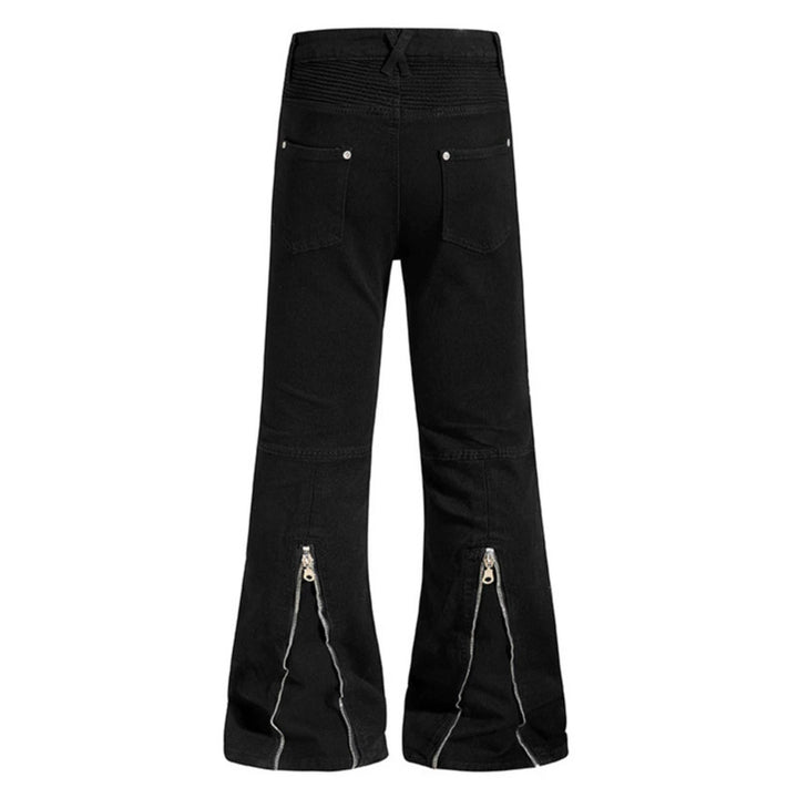 Damen Schlaghose mit hoher Taille, asymmetrischem Frontreißverschluss und Utility‑Details Drune