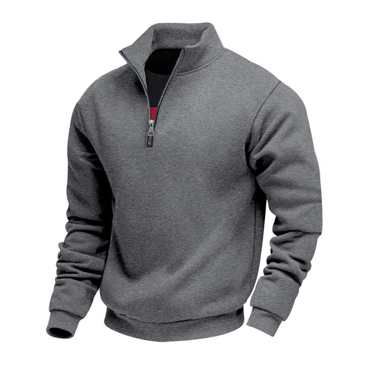 Herren leichter Fleecepullover mit Stehkragen und halblangem Reißverschluss Drune