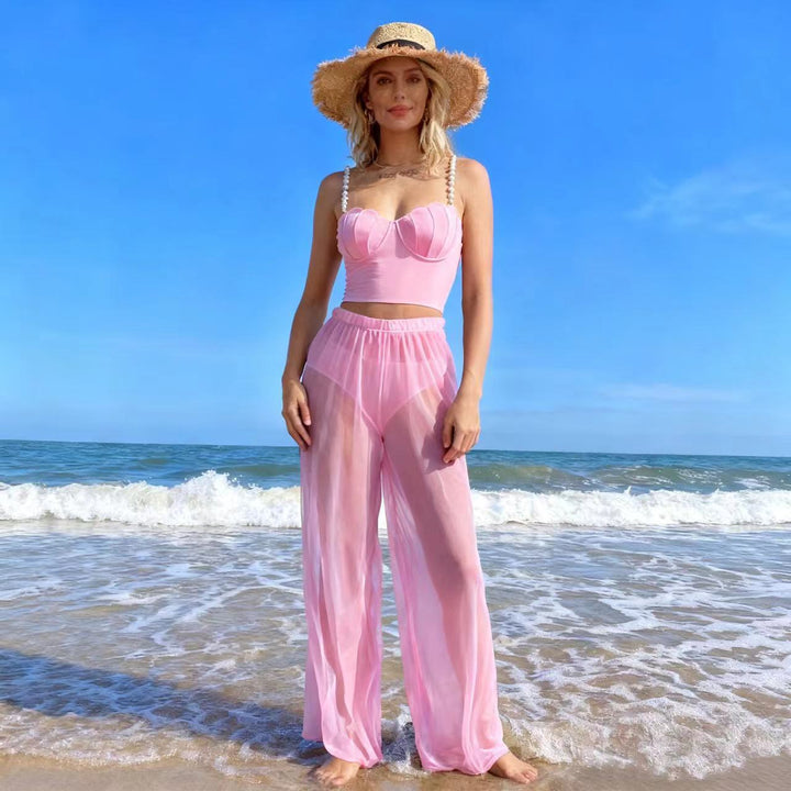 Damen Palazzohose mit eleganten transparenten Akzenten Drune