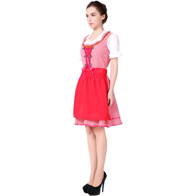 Damen nan Trachtenkleid im Vintage-Stil mit elastischem Bund verstellbarer Schnürung und schmeichelndem Tellerrock Drune