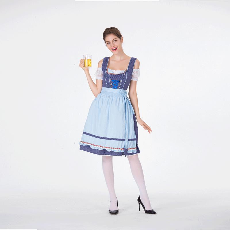 Damen nan klassisches Trachten-Dirndl mit gepunktetem Mieder, geschnürter Korsage und abnehmbarer Rüschen-Schürze Drune