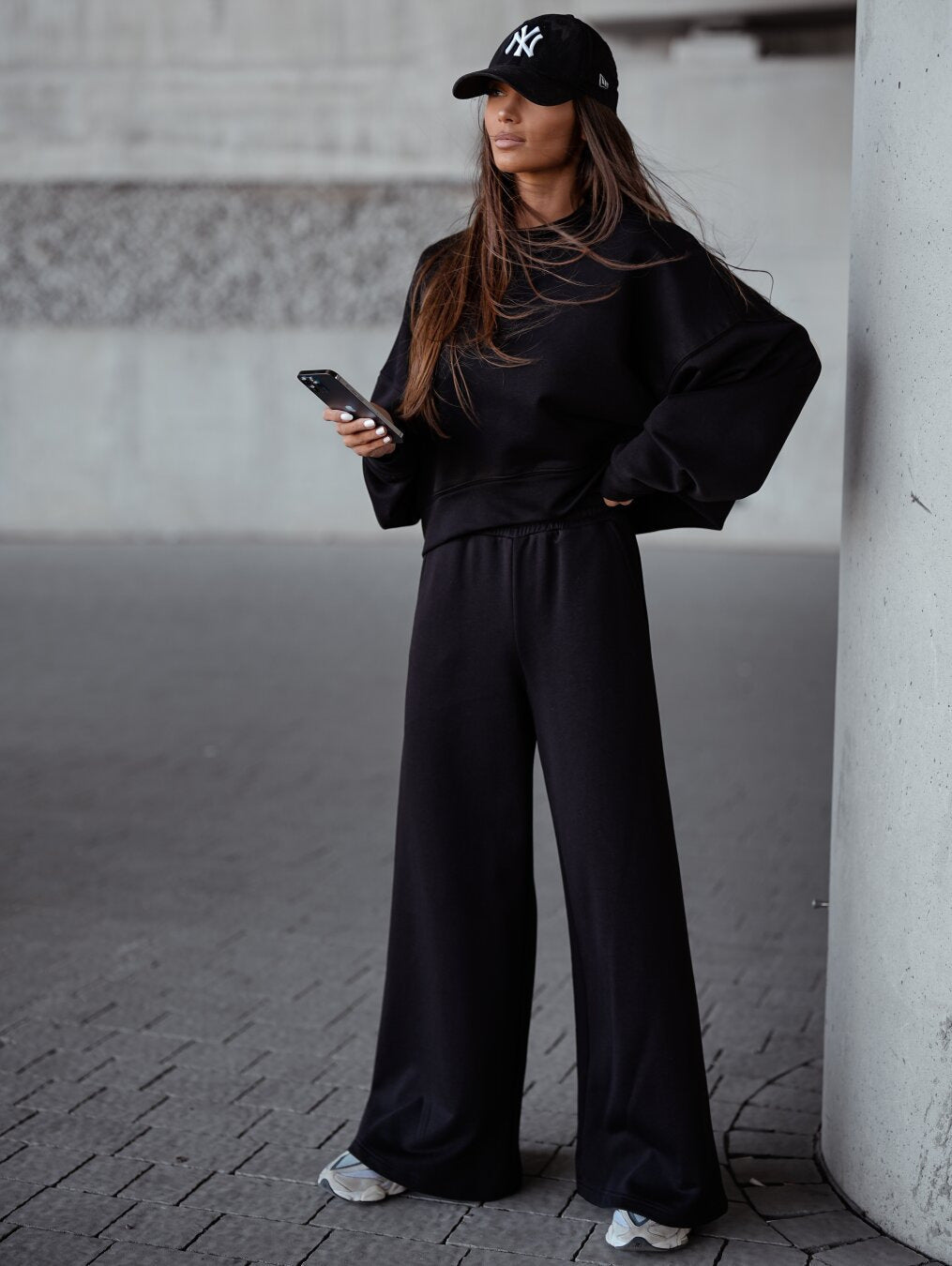Damen Bequemer Oversized Freizeitanzug mit weitem Schnitt und übergroßem Kragen Drune