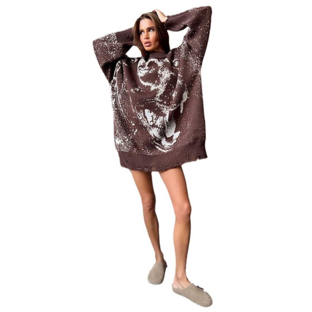 Damen Oversized Pullover mit kreativen Farbverlauf Drune