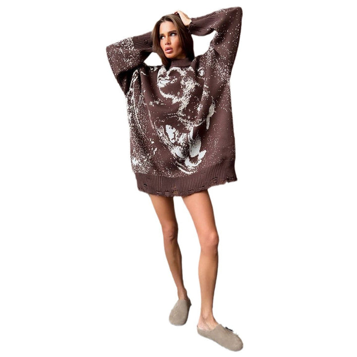 Damen Oversized Pullover mit kreativen Farbverlauf Drune