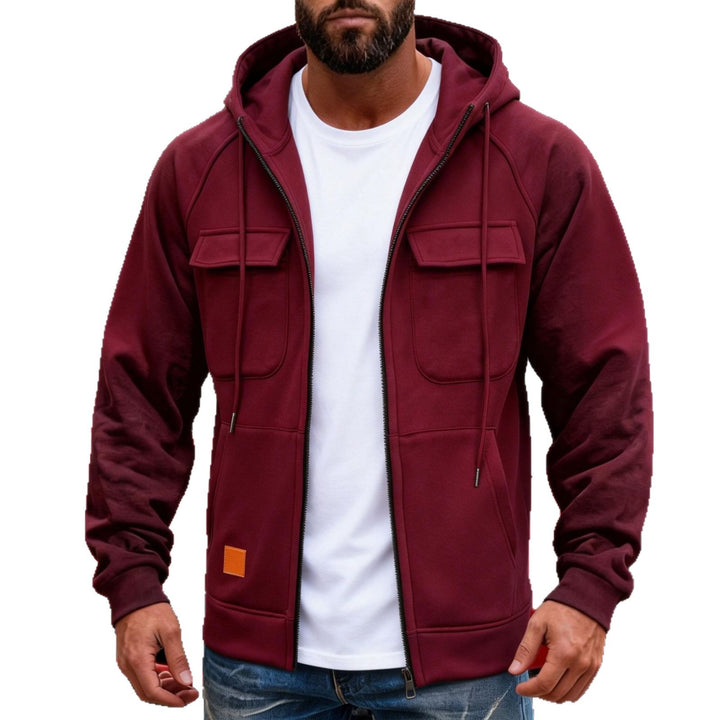 Herren Kapuzenjacke mit durchgehendem Reißverschluss, Brustklappen und moderner Slim‑Fit-Silhouette Drune