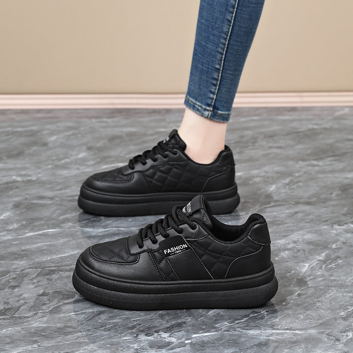 Unisex gestepptes Plateau-Sneaker aus Kunstleder mit gepolstertem Schaft und dämpfender Leichtsohle Drune