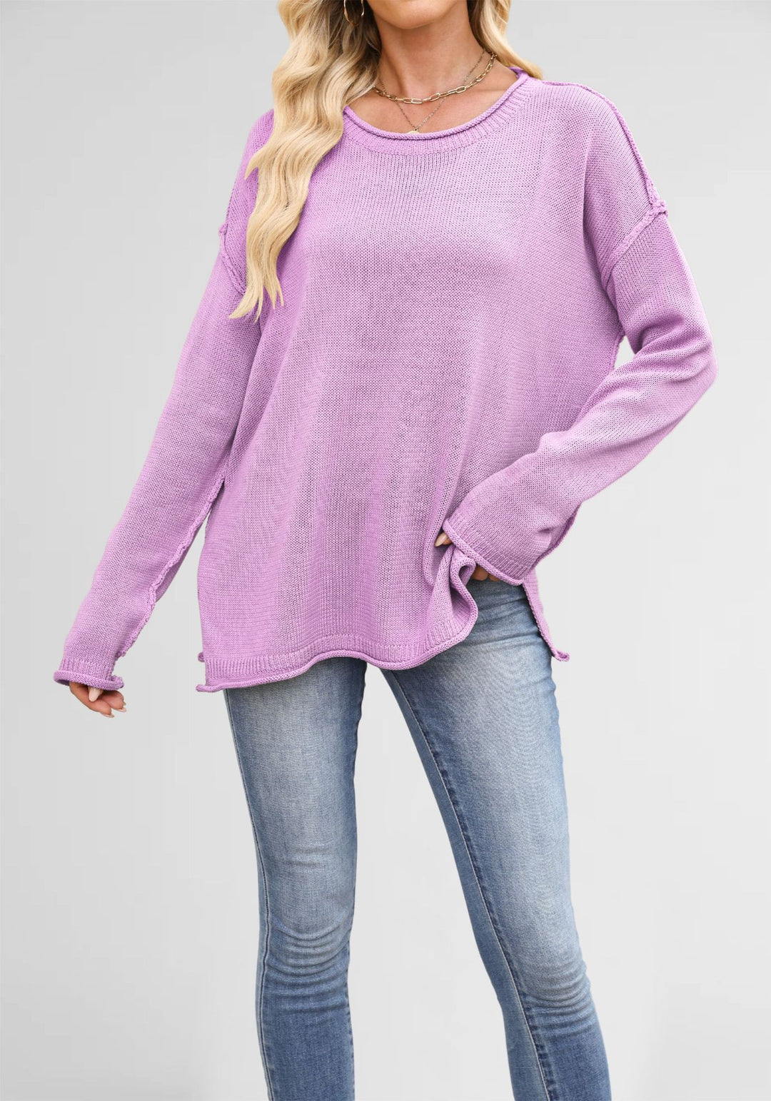Damen gemütlicher Strickpullover mit weitem Schnitt Drune