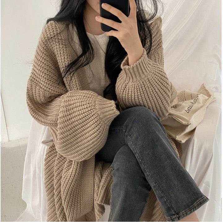 Damen Oversized Strickcardigan mit tiefen Raglanärmeln Drune