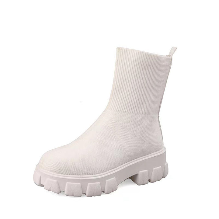Damen  Strick-Stiefelette mit sockenähnlichem Schaft und markanter Profilsohle Drune