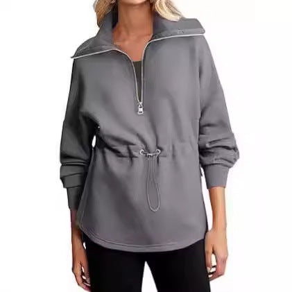 Damen lässiger Kapuzenpullover mit praktischer Kordelzugverstellung Drune