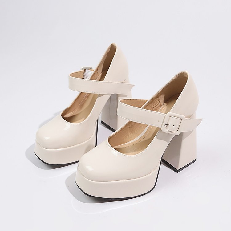 Damen Mary Jane Pumps mit blockiertem Absatz und verstellbarem Riemen Drune