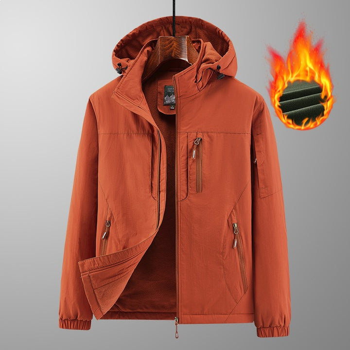 Herren Leichte Wind- und Thermo-Softshelljacke mit Kapuze, fleecegefüttert & Multifunktionstaschen Drune