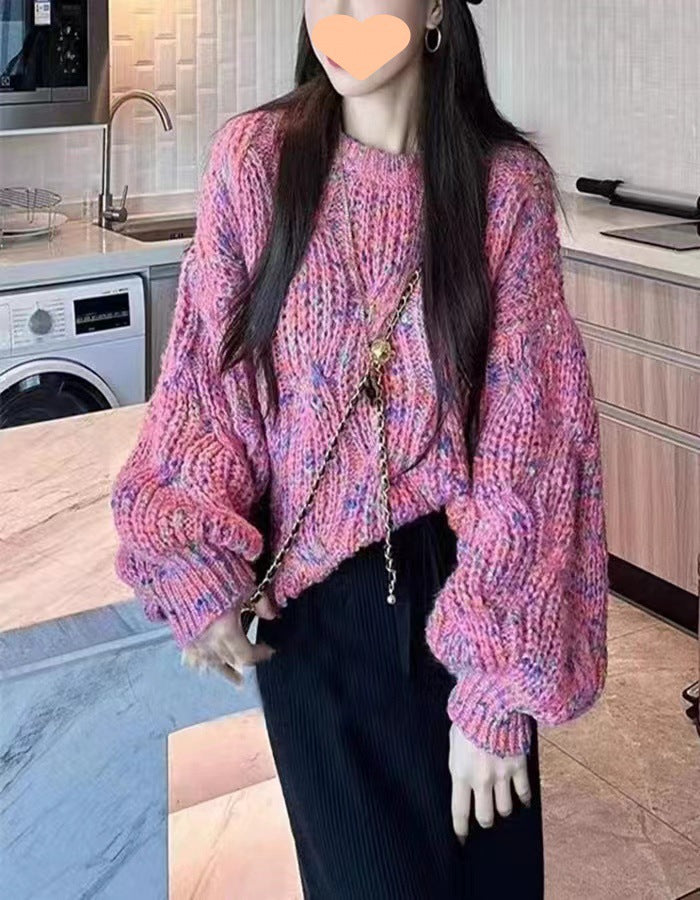 Damen Grobstrickpullover mit voluminösen Ärmeln und strukturiertem Design Drune