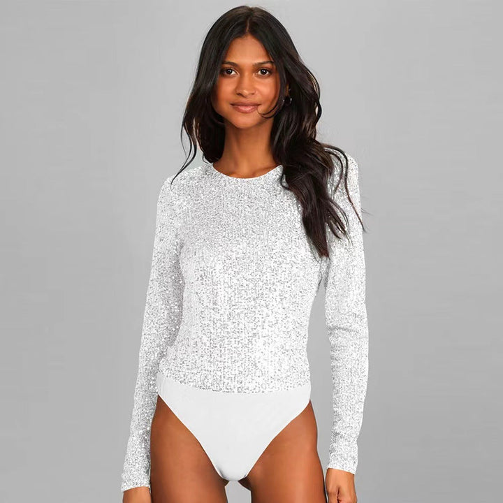 Damen Funktionsreicher Pailletten-Bodysuit mit langem Arm Drune