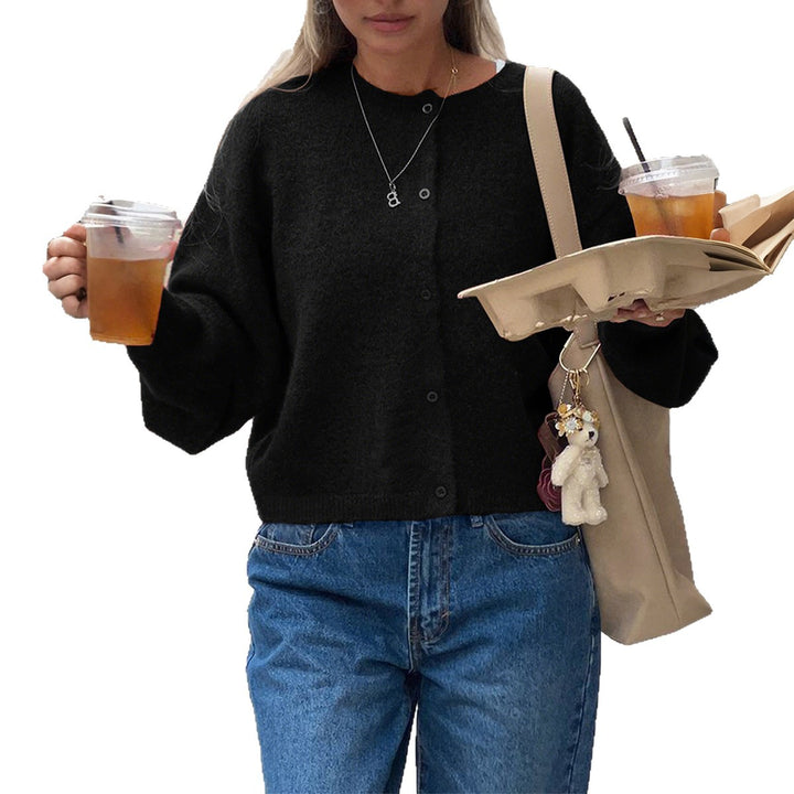 Damen nan kuschelige Kurzstrickjacke mit Perlmuttknöpfen und lässiger Oversize-Passform Drune
