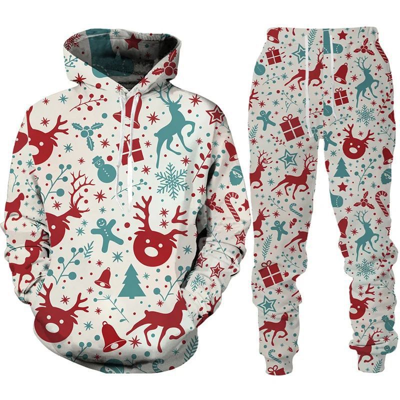 Damen Festlicher Kapuzenpullover mit lustigem Weihnachtsmotiv Drune
