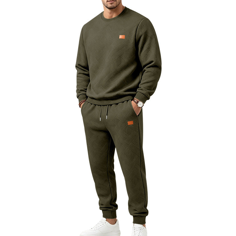 Herren Gemustertes Komfort-Sweatset mit Rundhals-Sweatshirt und Kordel-Jogginghose Drune