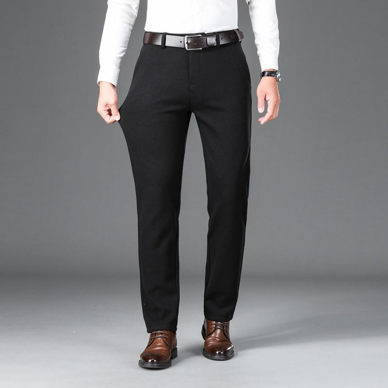 Herren Elegante Stretch-Wolloptik-Hose mit geradem Schnitt und elastischem Bund Drune