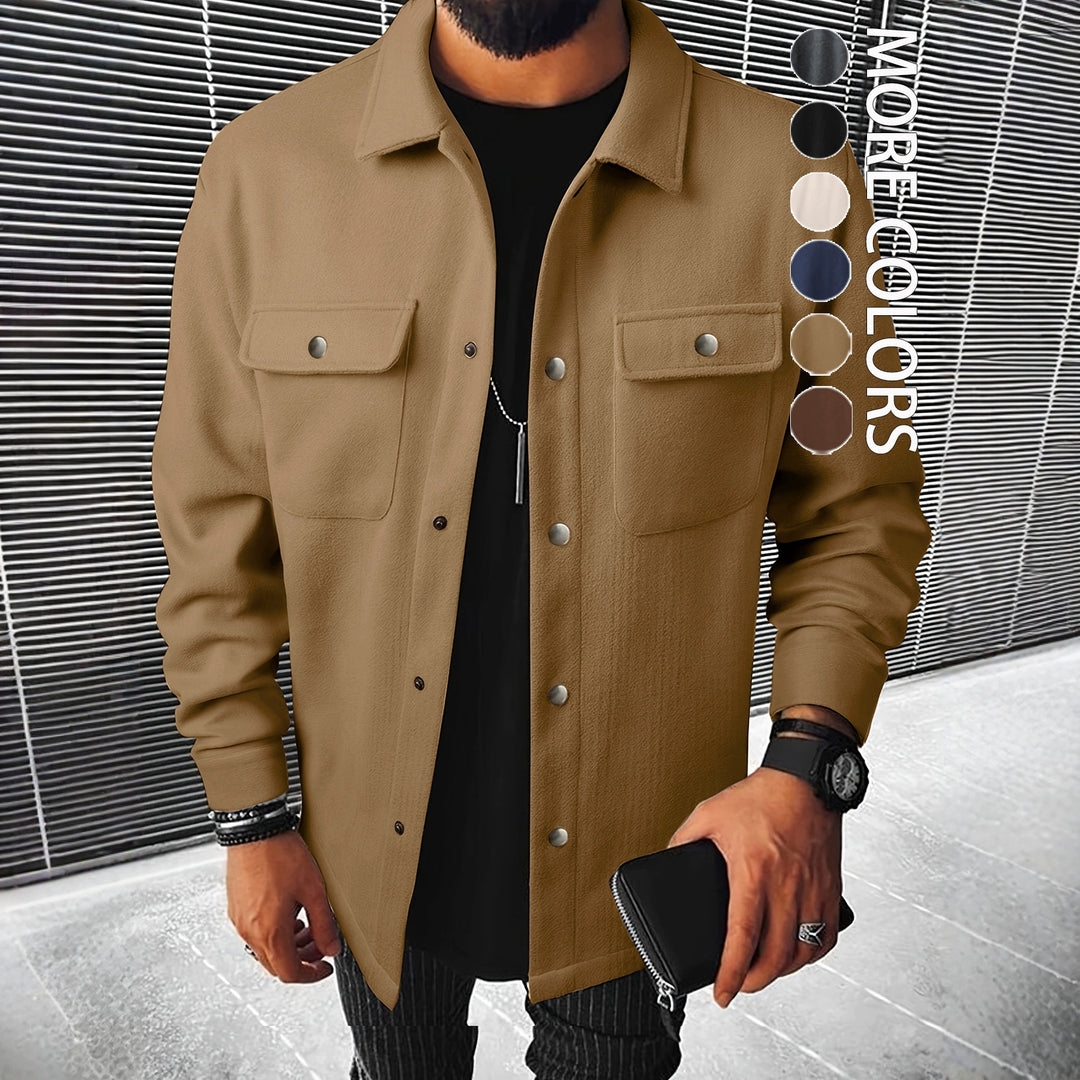 Herren nan Hemdenjacke aus Wollmix mit Druckknöpfen und Pattentaschen Drune