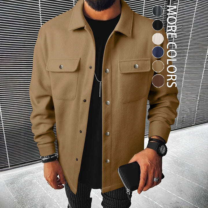Herren nan Hemdenjacke aus Wollmix mit Druckknöpfen und Pattentaschen Drune