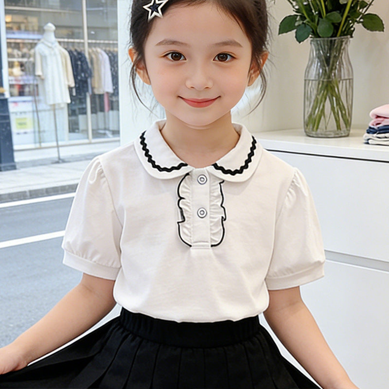 Mädchen modische Bluse mit Rüschendetails Drune