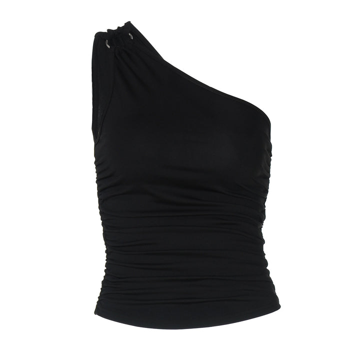 Damen elegantes Oberteil mit asymmetrischem Schnitt und raffinierten Raffungselementen Drune