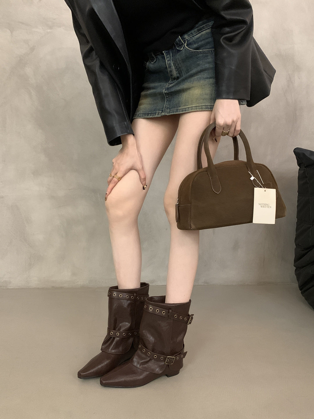 Damen Modische Ankle-Boots mit modischen Schnallen Drune