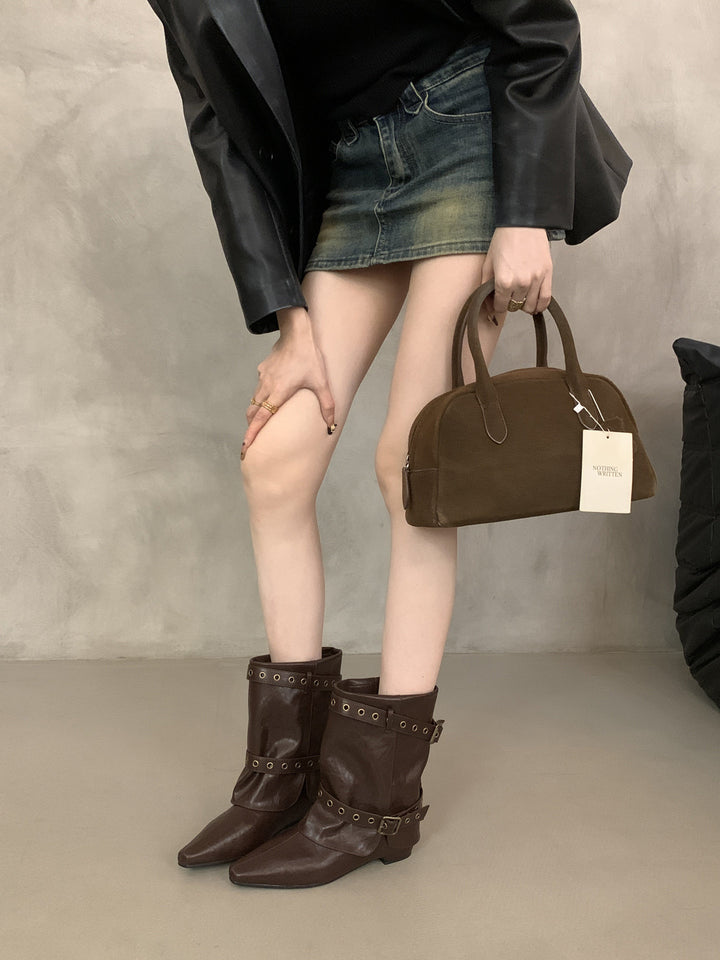 Damen Modische Ankle-Boots mit modischen Schnallen Drune