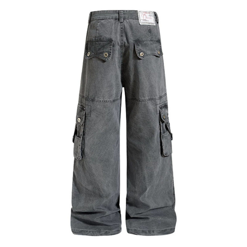 Damen weite Baumwoll-Cargohose im Vintage-Look mit ballonförmiger Silhouette und großen Klappentaschen Drune