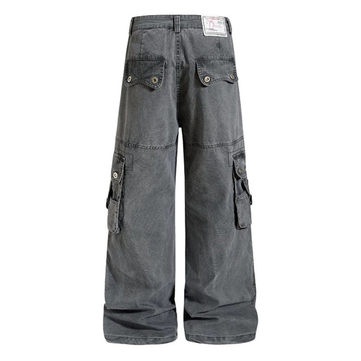 Damen weite Baumwoll-Cargohose im Vintage-Look mit ballonförmiger Silhouette und großen Klappentaschen Drune