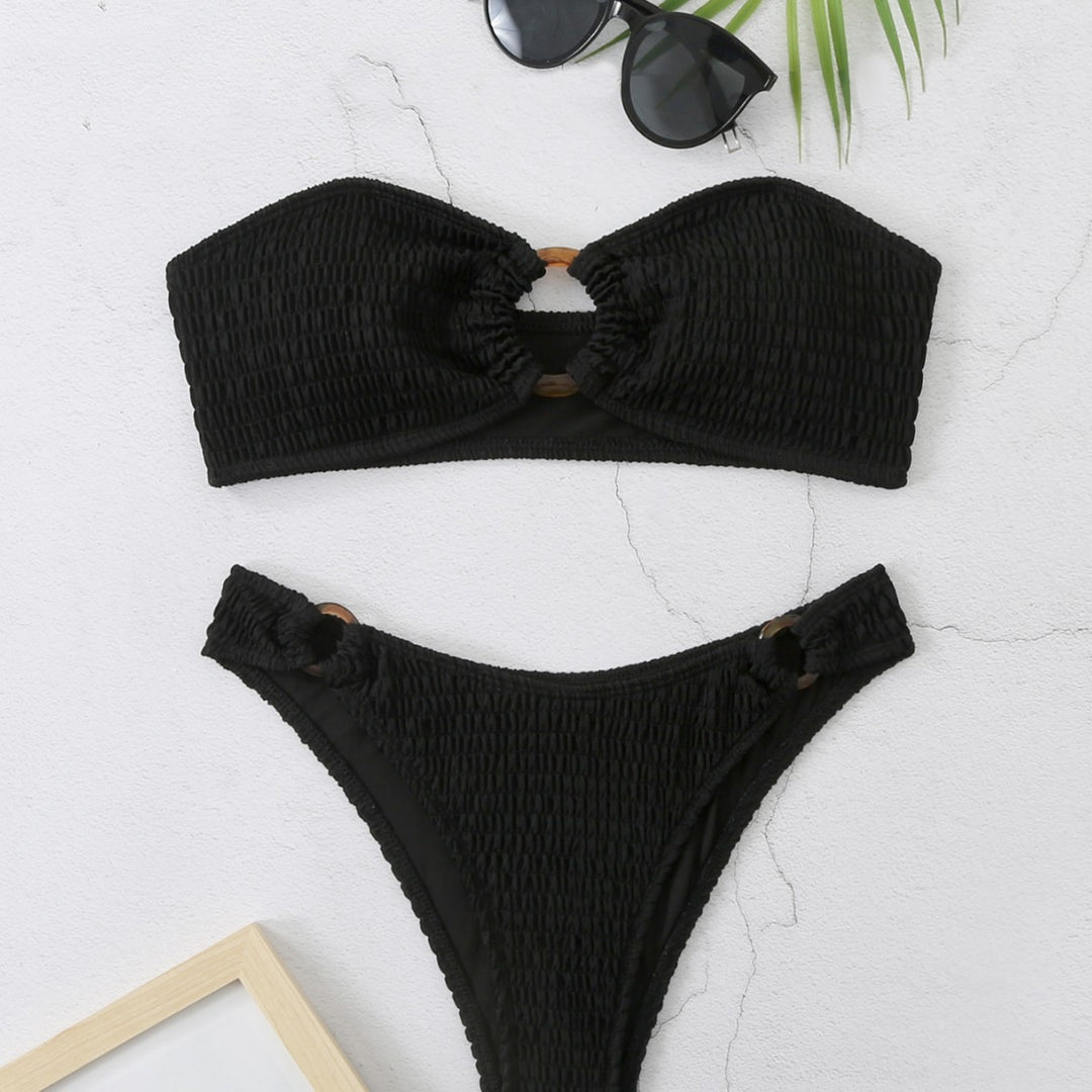 Damen Bikini-Set mit strukturiertem Bustier-Oberteil und hochgeschnittenen Bottoms Drune