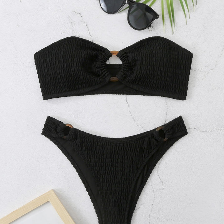 Damen Bikini-Set mit strukturiertem Bustier-Oberteil und hochgeschnittenen Bottoms Drune