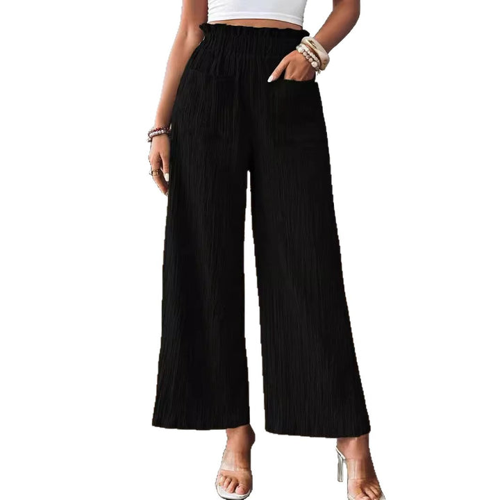 Damen Weitgeschnittene Leinenhose mit elastischem Bund und praktischen Taschen Drune