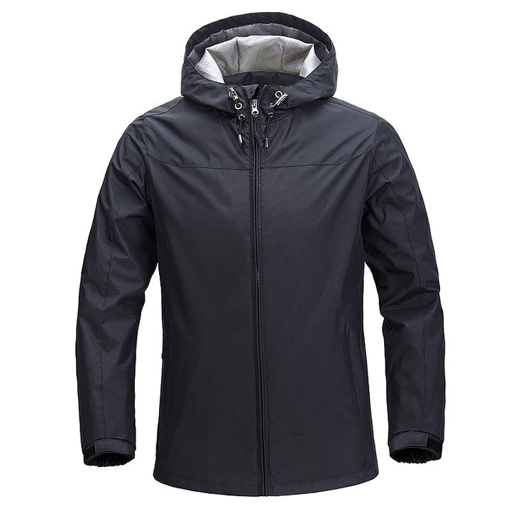 Unisex Leichte packbare Regen- und Windjacke mit verstellbarer Kapuze und atmungsaktivem Futter Drune