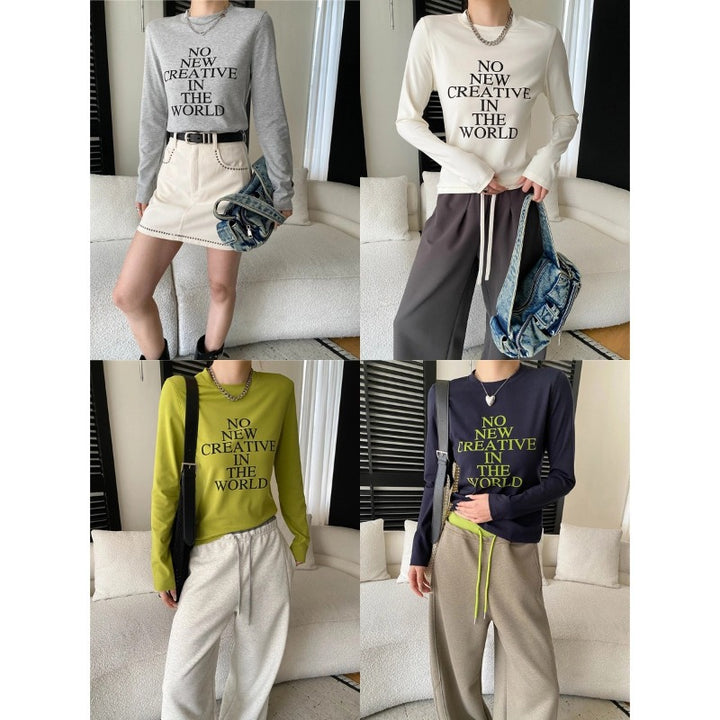 Damen Langarmshirt mit kreativem Aufdruck und modischem Schnitt Drune