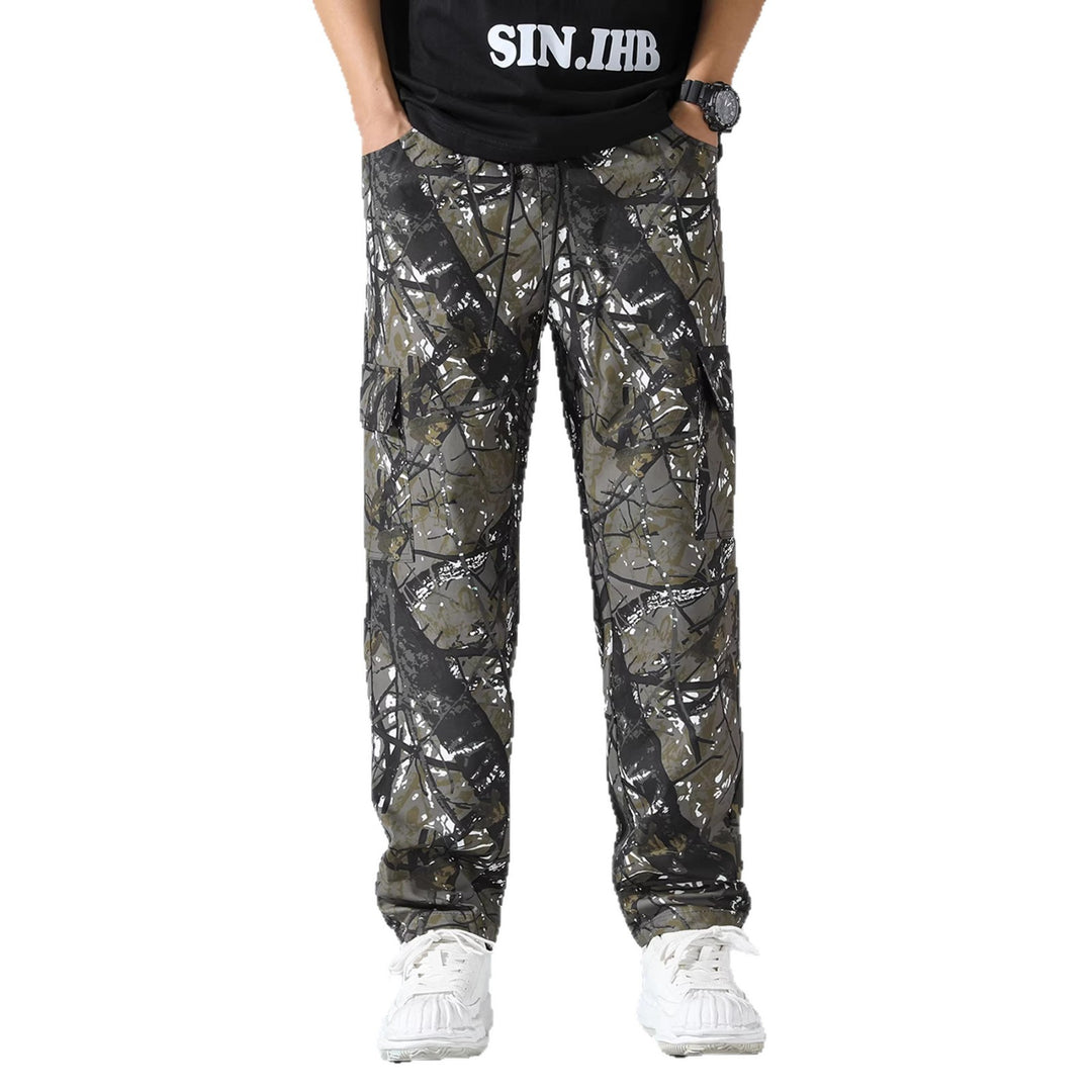Herren Gemusterte Cargo-Jogginghose mit Tunnelzug, aufgesetzten Taschen & tapered Bein Drune
