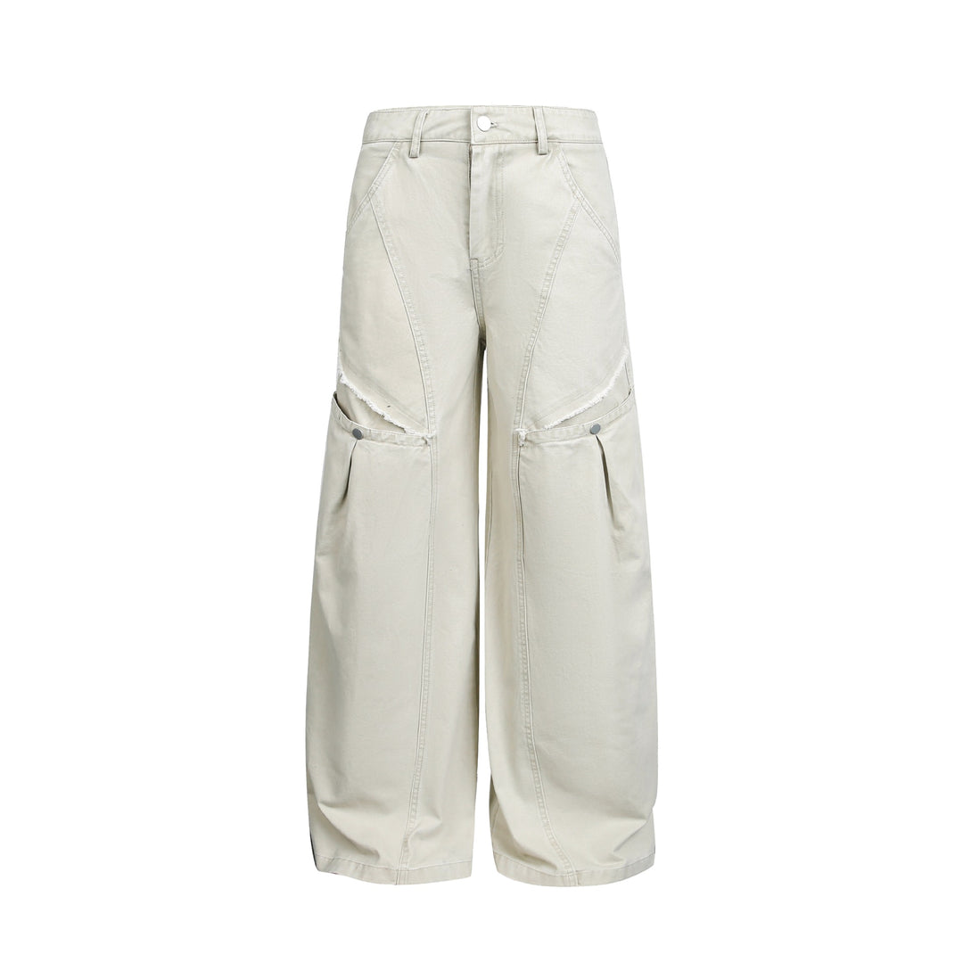 Damen Cargohose im Cropped-Schnitt mit weitem Bein und Fransenbesatz Drune