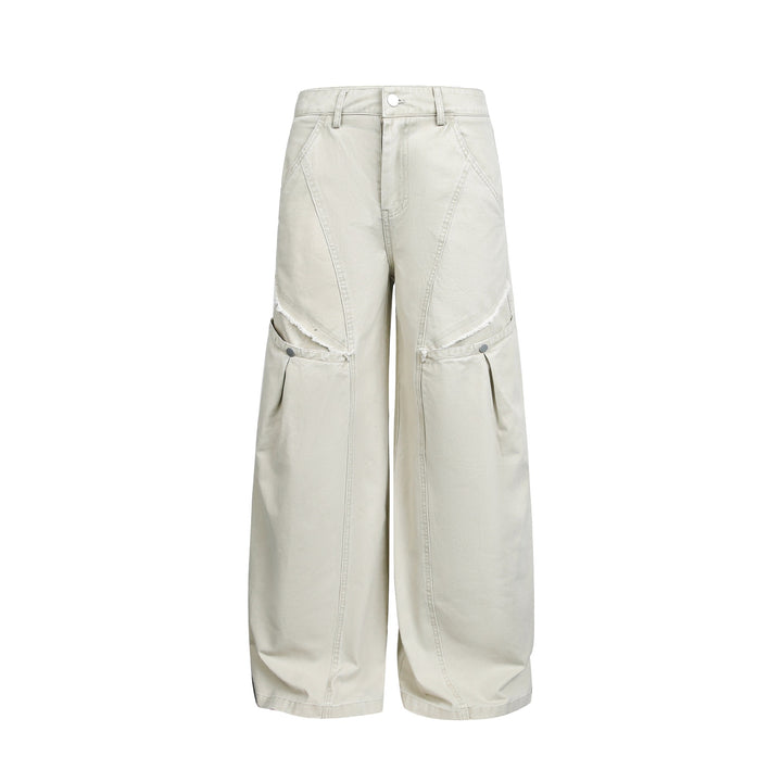 Damen Cargohose im Cropped-Schnitt mit weitem Bein und Fransenbesatz Drune
