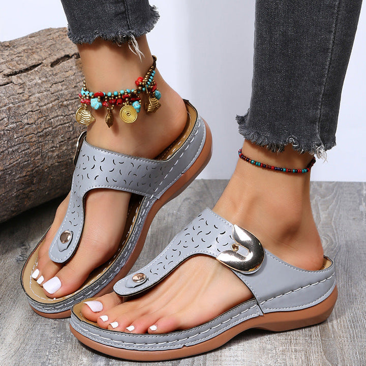 Damen Komfortable Zehentrenner-Sandalen mit modischem Riemen-Design Drune
