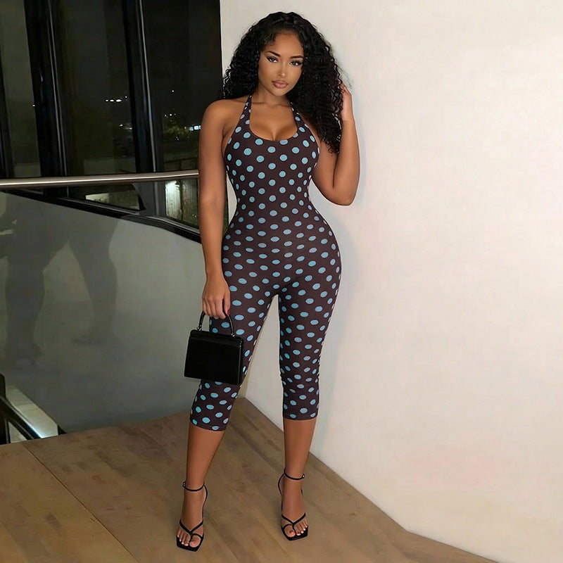 Damen Figurformender Jumpsuit mit Polka-Dots und schmalem Schnitt Drune