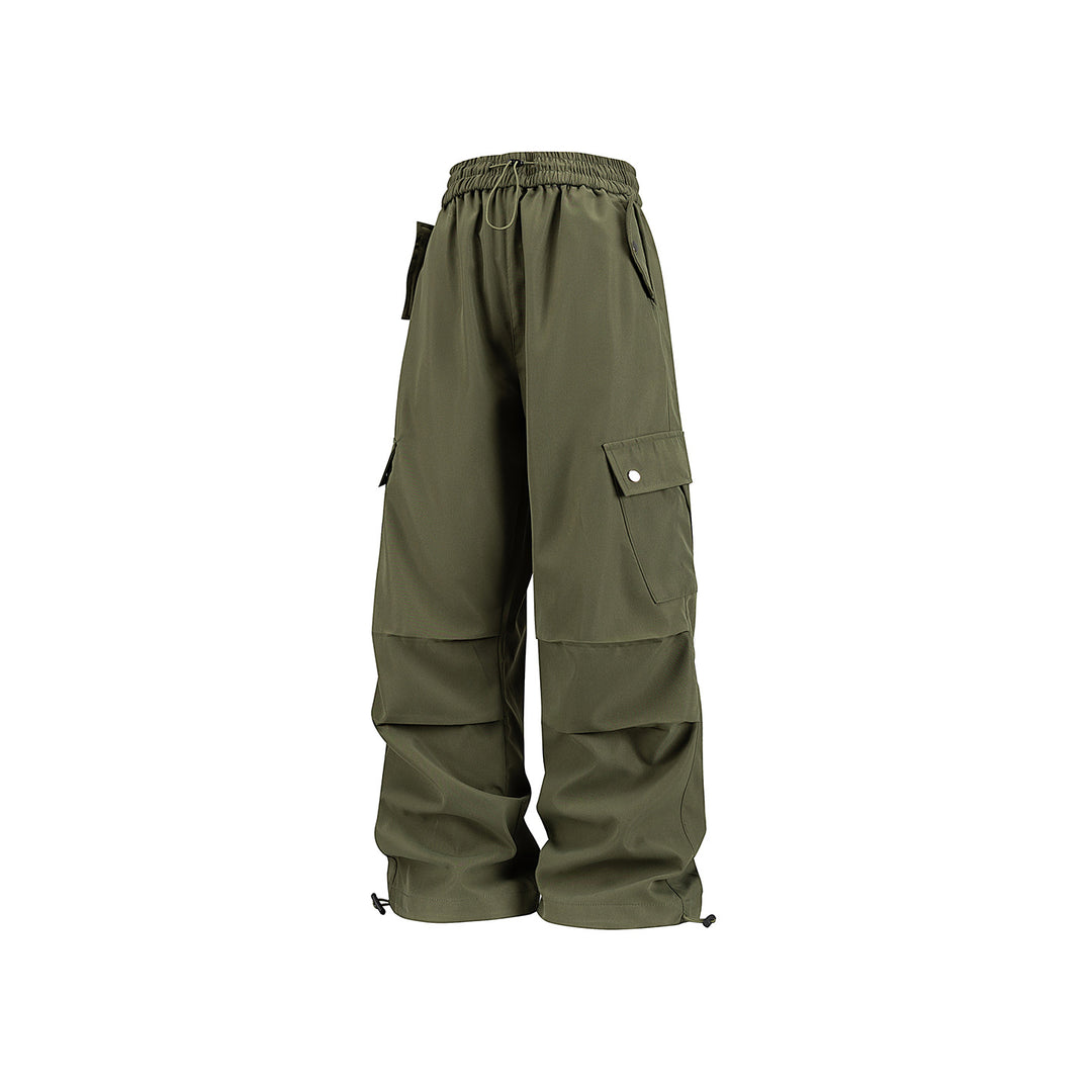 Herren Weite Utility-Cargohose mit Tunnelzugbund, Klapptaschen und verstellbaren Saumabschlüssen Drune