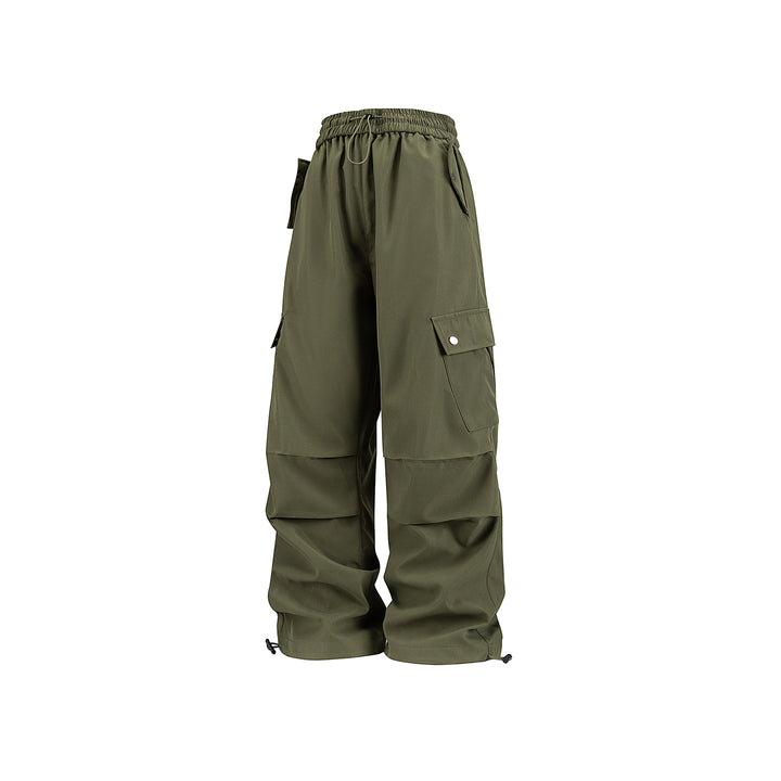 Herren Weite Utility-Cargohose mit Tunnelzugbund, Klapptaschen und verstellbaren Saumabschlüssen Drune
