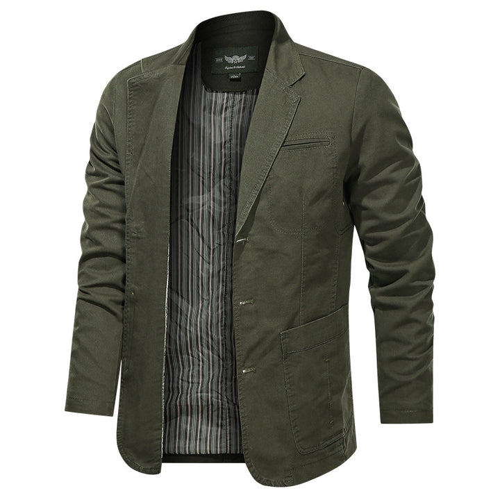 Herren nan leichtes Baumwollblazer Sakko mit gestreiftem Innenfutter Drune