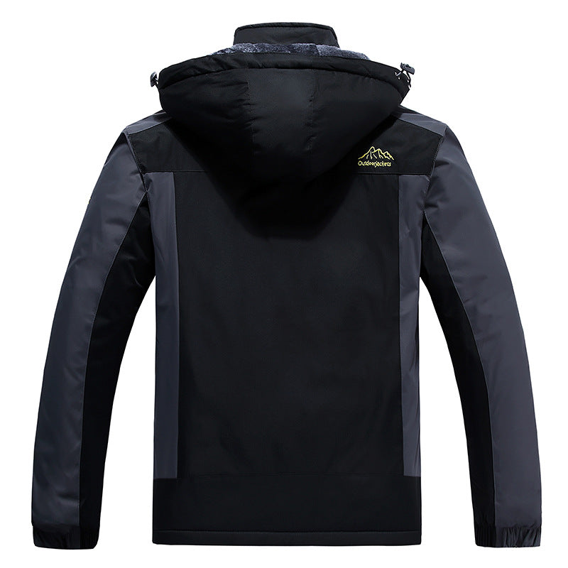 Herren isolierte Fleece-Layer Outdoorjacke mit abnehmbarer Kapuze und winddichter Außenhülle Drune
